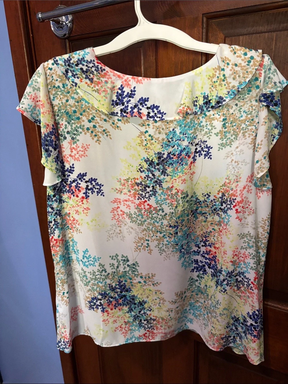Floral Ruffle One-Shoulder Top in Multi-Color - Picture 4 of 6